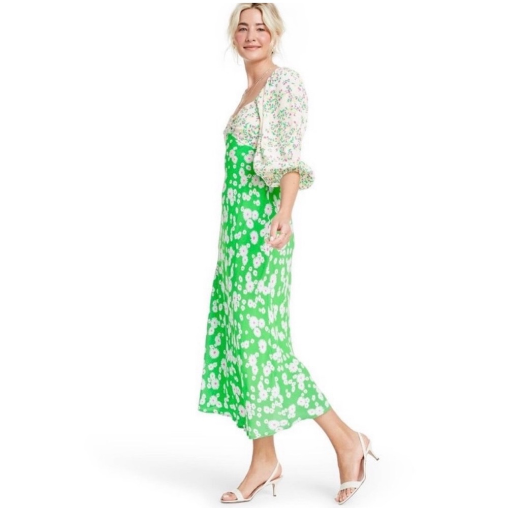 Rixo collab Green Daisy floral Dress Size 0 6 12